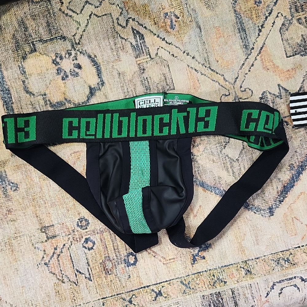 Cbu141 Cellblock13 Vector Black and Green Jockstrap